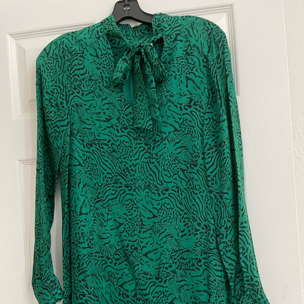 Parker green print dress extra extra small